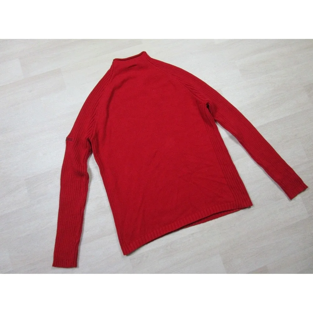 Vintage Polo Jeans Company by Ralph Lauren Men's Red Mock Neck Sweater Tight Arm